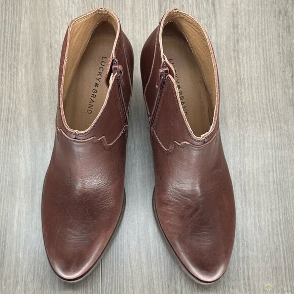 Lucky Brand Boots Womens 10M/40 Eller Western Stacked Heel Side Zip Ankle Brown - Picture 6 of 12